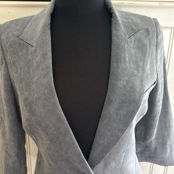 SMYTHE Slate Linen Blend One Button Closure Blazer - Picture 4 of 16